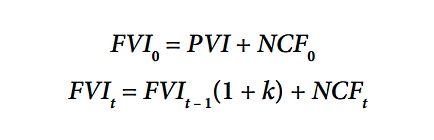 The level of capital for reinvestment in subsequent years (t = 0; 1; 2; n) can be determined by the following formula