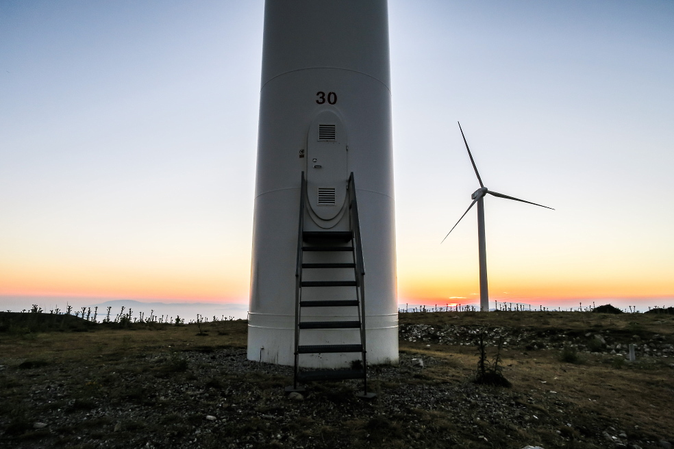 The wind farm platforms are specially equipped platforms that are located next to the wind turbine