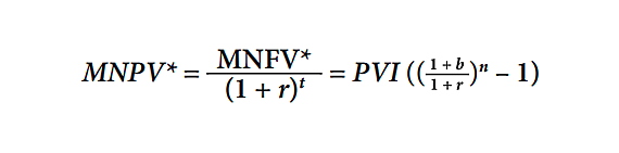 MNPV * in the forecast period of n years remains in the correlation with PVI, b and r: